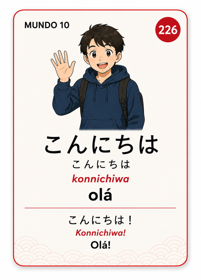 Card Mundo 10: こんにちは (konnichiwa) - olá